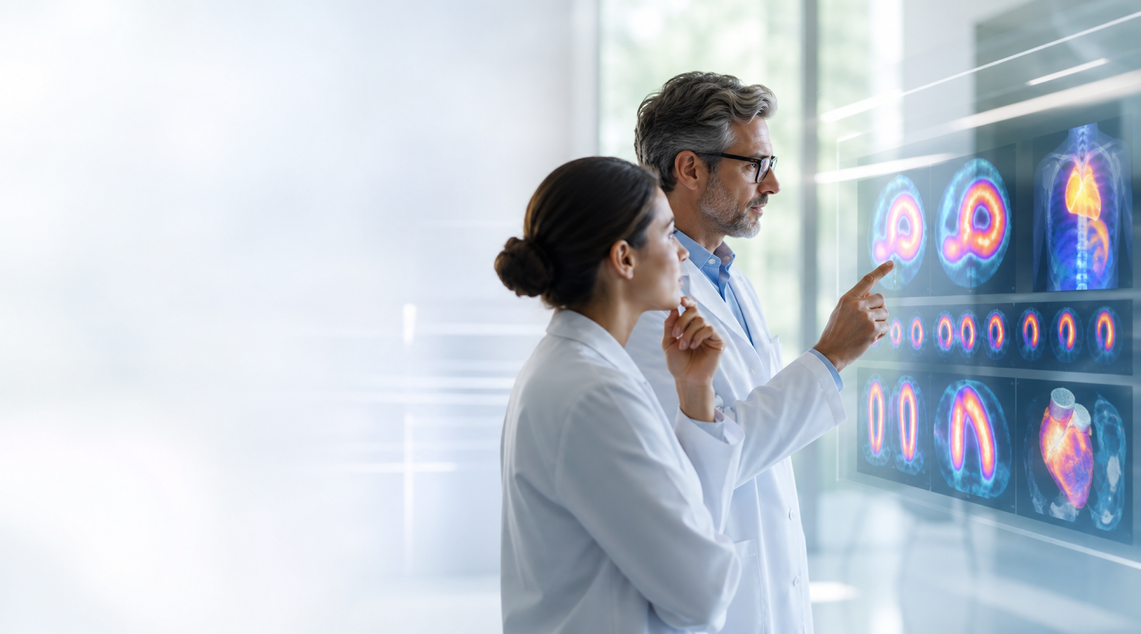 Clinicians reviewing cardiac PET studies